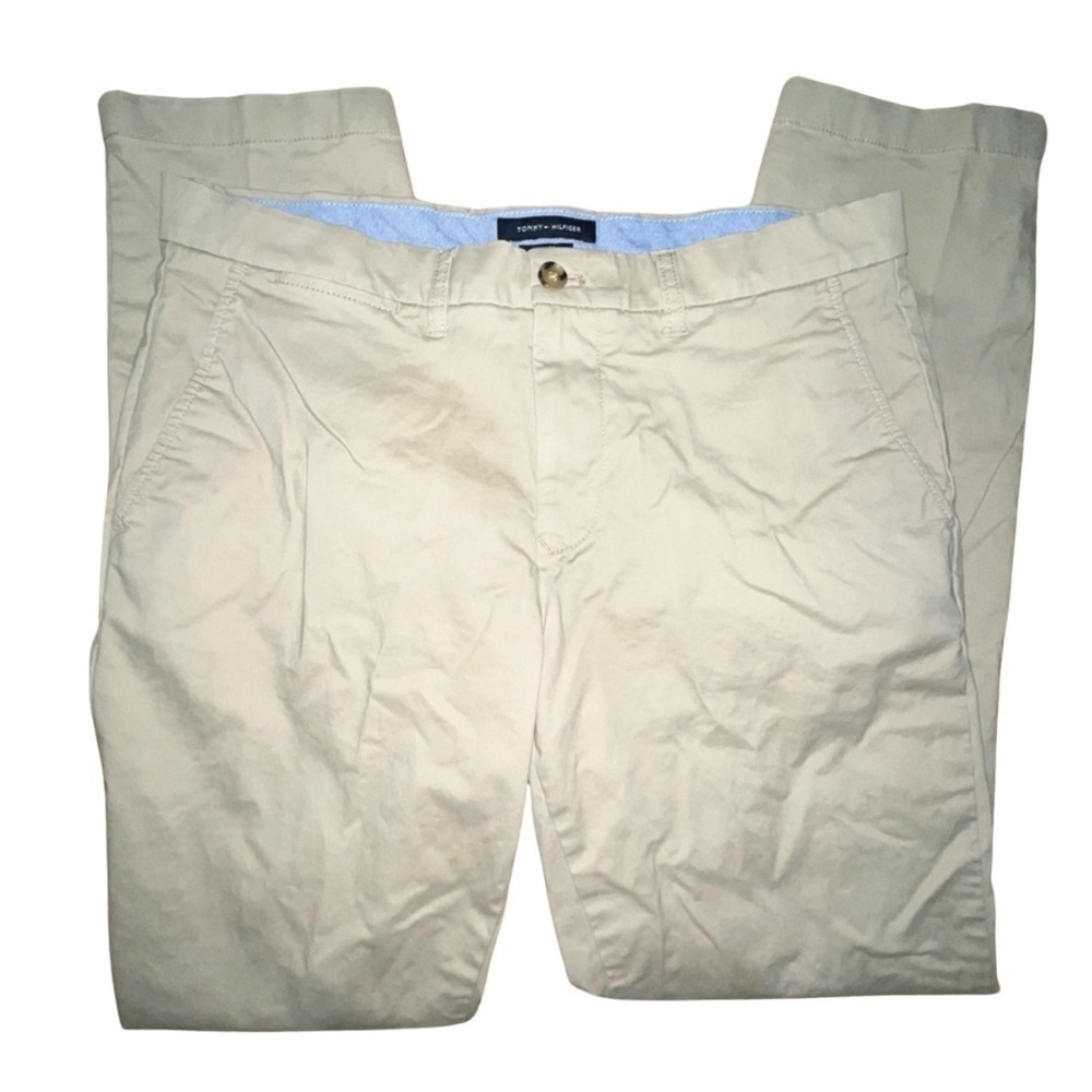 Tommy Hilfiger Slim Fit Chino Pants 34x32 Beige Casual Classic Style